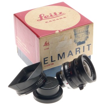 ELMARIT 1:2.8/28mm BLACK 1st VERSION 9 ELEMENTS LEITZ HOOD CAP LEICA EXCELLENT