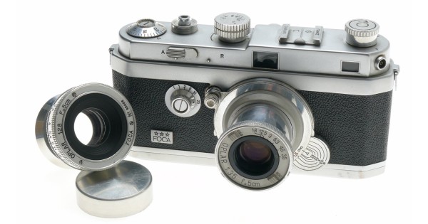 FOCA RANGEFINDER CAMERA OPLAR 1:3.5/5cm LENS 2.8/50mm CHROME FLASH SYNC  WORKING