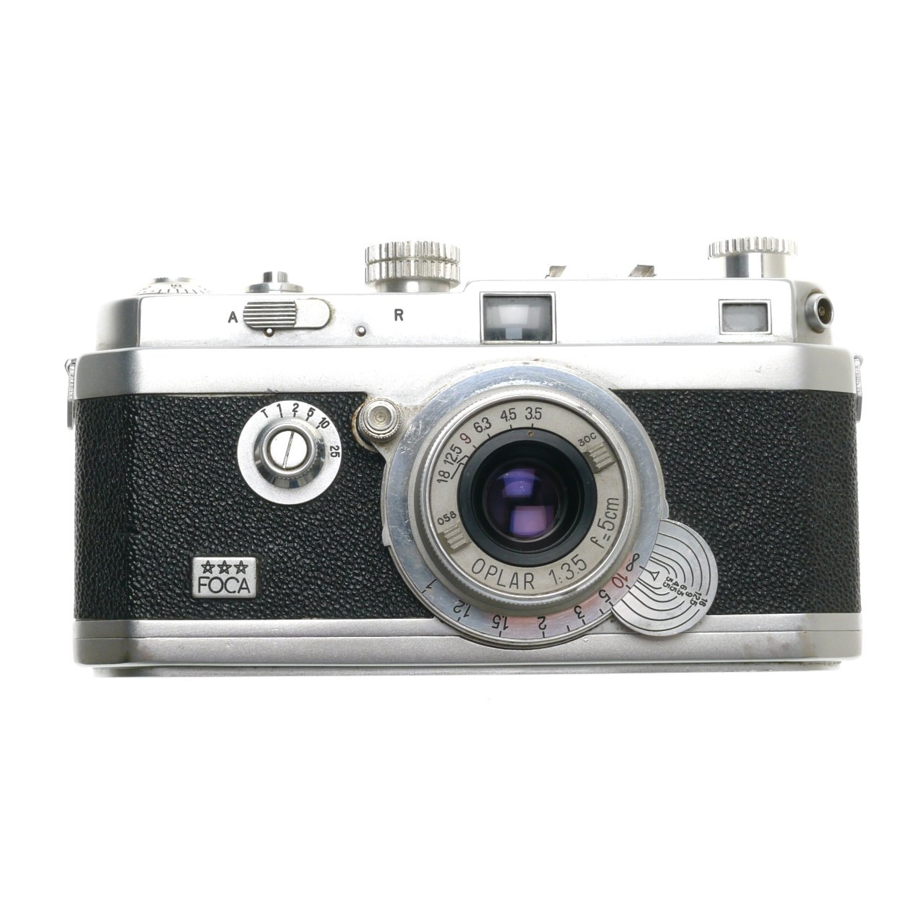 FOCA RANGEFINDER CAMERA OPLAR 1:3.5/5cm LENS 2.8/50mm CHROME FLASH SYNC  WORKING