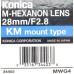 KONICA M-HEXANON LEICA 28mm F/2.8 KM LEICA MOUNT BOX CASE HOOD CAPS NEW 1:2.8/28