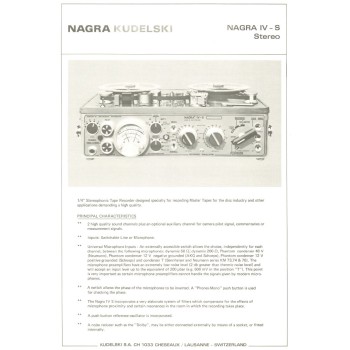 Nagra iv-s stereo information principle characteristics