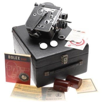 Bolex H16 vintage film movie camera Switar Yvar lenses rotating turret manual