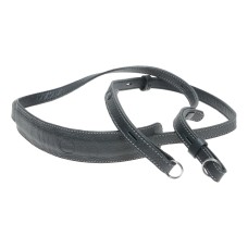 Leica M Black leather camera neck shoulder padded strap white stitching