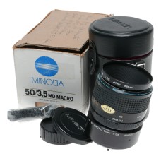 Minolta 50/3.5 MD Macro boxed vintage SLR film camera lens