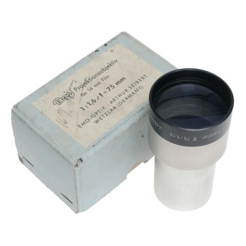EMO Wetzlar E75 1:1.6 A. Seibert vintage projection lens boxed