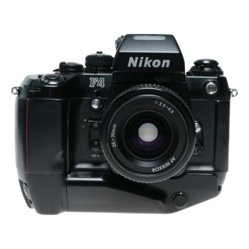 Nikon F4 SLR 35mm film camera AF Nikkor 35-70mm Zoom lens strap filter