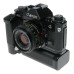 Canon A-1 Black SLR film camera FD 50mm 1.8 lens motor winder strap cap set