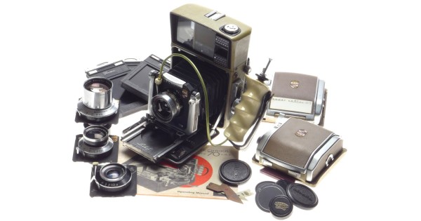 LINHOF Technika 70 Press vintage 6x9 camera 4 schneider lenses 3 roll backs  used