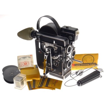 BOLEX H16 REFLEX MODEL 4 16mm MOVIE FILM CAMERA GOSSEN METER GRIP CABLE FILTERS