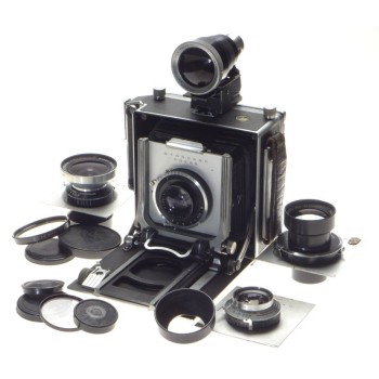 LINHOF Technika folding camera large format 4 lenses grip universal finder caps