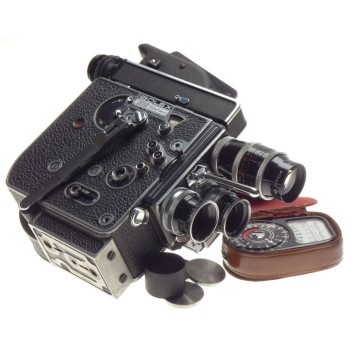 Rex 5 Bolex H16 reflex 16mm professional movie camera 3 prime Switar lenses hood
