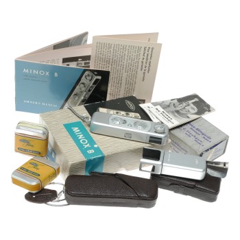 Minox B Sub miniature spy camera set light exposure meter film case manuals