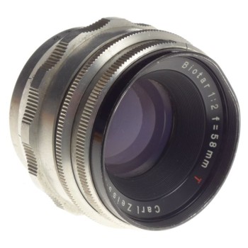 ZEISS Jena Biotar 1:2 f=58mm red T screw mount camera lens 2/58mm chrome pre set