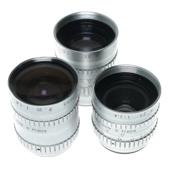 Angenieux 3 Prime Cine C-mount movie lenses F10,25,75mm 16mm set