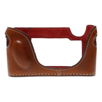 Leicatime Luigi Leica camera tan brown leather half case made in Italy