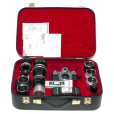 Zeiss Ikon Contarex Bullseye SLR film camera Distagon Sonnar Planar lenses macro bellows in travel case