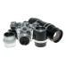 Zeiss Ikon Contarex Bullseye SLR film camera Distagon Sonnar Planar lenses macro bellows in travel case