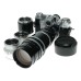 Zeiss Ikon Contarex Bullseye SLR film camera Distagon Sonnar Planar lenses macro bellows in travel case
