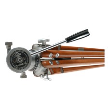 Bolex Paillard wood aluminium extendable camera tripod with level pan tilt head