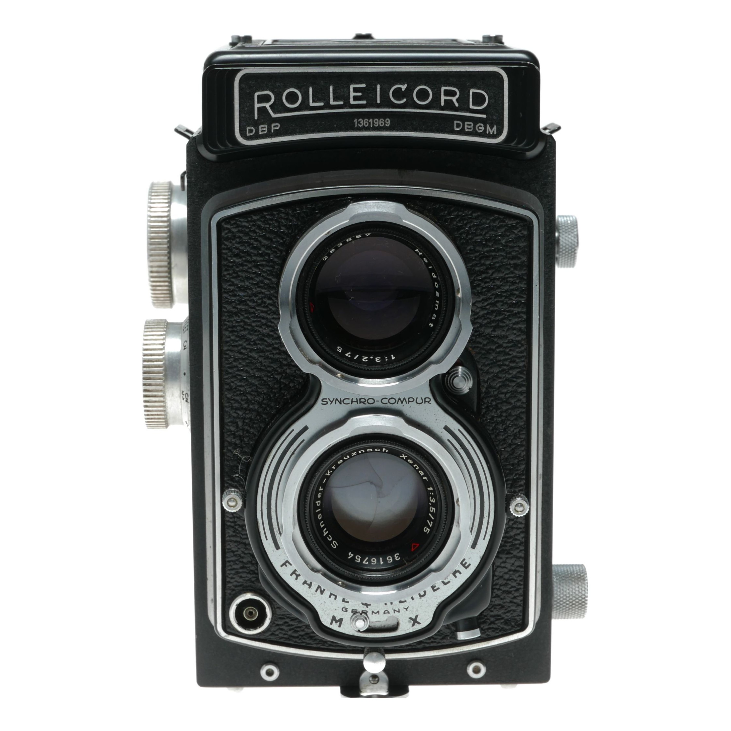 Rolleicord TLR camera Schneider Xenar 3.5/75 twin caps in leather case