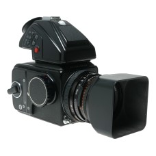 Hasselblad 500 C/M black 6x6 Zeiss Planar 2.8/80 T lens 80/80 hood PME45 finder Excellent