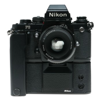 Nikon F3 Press HP 35mm film SLR camera Nikkor 1:2 50mm MD-4 Motor Drive