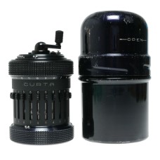 Curta mechanical hand-held calculator in metal case vintage Contina