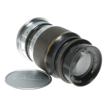 Ernst Leitz Elmar 1:4 f=9cm Leica camera M39 brass black paint lens patina