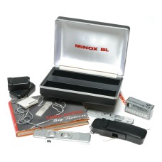 Minox BL sub-miniature spy camera set in box case chain accessories Agfapan 100 film