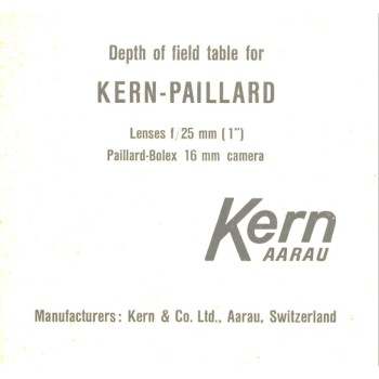 Kern-paillard depth of field tables f25 bolex 16mm lens
