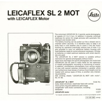 Leicaflex sl 2 mot camera information sheet