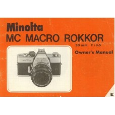 Minolta mc macro rokkor 50mm f3.5 instruction manual