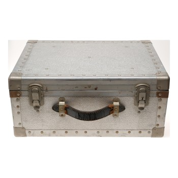 Vintage Aluminum Camera Trunk Hard Case with Leather Handle
