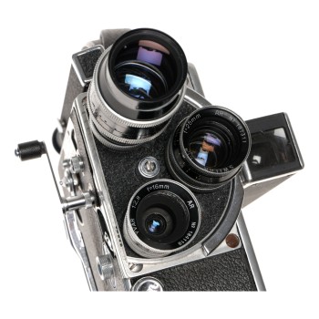 Vintage Bolex H16 16mm Cine Camera Turret Switar Yvar Lenses