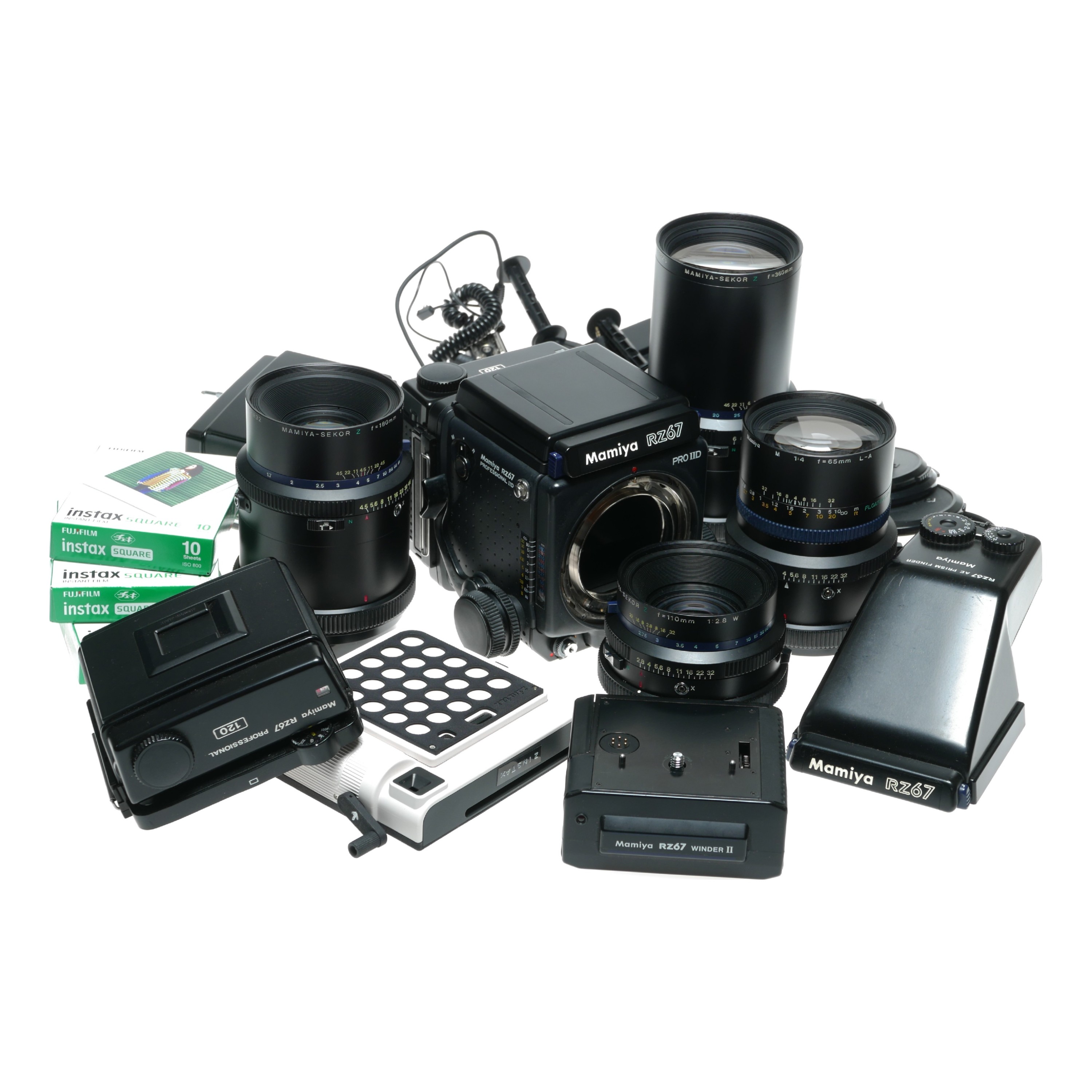 Mamiya RZ67 PRO IID camera 4 lenses prsim 3 backs set