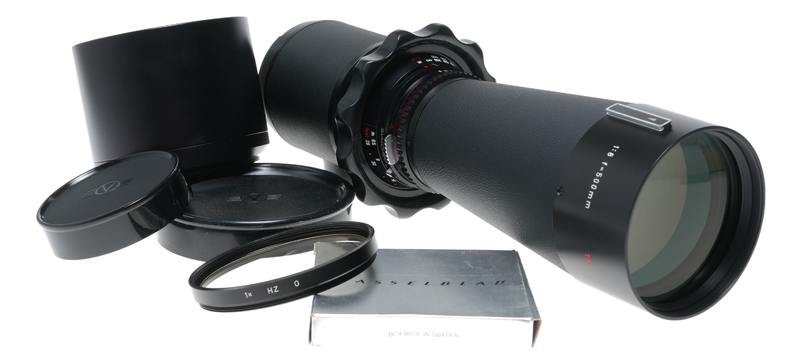 Hasselblad Tele-Tessar 1:8 f=500mm T* prime lens hood filter caps mint set